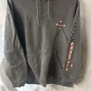 Wolverine Gray Hooded Pullover with Patriotic Sleeve Graphic